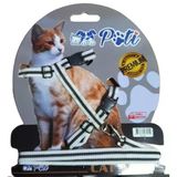 Yavru Köpek Ve Kedi Gezdirme Takım Tasması (Ayarlanabilir)(Beyaz-Siyah, Standart)