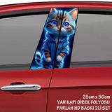 Yavru Sevimli Kedi Oto Sticker - Yeni Nesil Hd Baskı Kalitesi Araba Kapı Direkleri Kaplama Folyosu - Tuning Modifiye Aksesuar