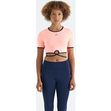 Yavruagzı Bel Bağlama Detaylı O Yaka Standart Kalıp Dalgıç Kumaş Kadın Crop T-Shirt - 97266