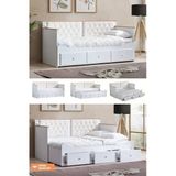 Yavrulu Karyola, Alaçatı Divan Karyola Çekmeceli Açılır Çift Kişilik Karyola Soft Yatak Krem 80 X 200