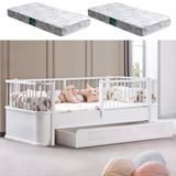 Yavrulu Karyola, Antalya Montessori Yavrulu Yatak - Beyaz + 2 Adet Comfort Yatak 90 X 190 Beyaz