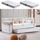 Yavrulu Karyola, Antalya Montessori Yavrulu Yatak - Beyaz + 2 Adet Comfort Yatak 90 X 190 Ceviz