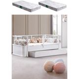 Yavrulu Karyola, Antalya Montessori Yavrulu Yatak - Beyaz + 2 Adet Comfort Yatak - 90 x 190 cm