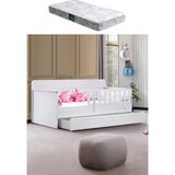 Yavrulu Karyola, Flora Yavrulu Montessori Karyola - Beyaz + 1 Adet Comfort Yatak - 90 x 190 cm