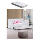 Yavrulu Karyola, Flora Yavrulu Montessori Karyola - Beyaz + 1 Adet Comfort Yatak