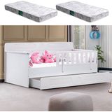 Yavrulu Karyola, Flora Yavrulu Montessori Karyola - Beyaz + 2 Adet Comfort Yatak