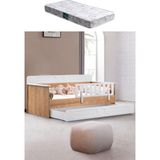 Yavrulu Karyola, Flora Yavrulu Montessori Karyola - Ceviz + 1 Adet Comfort Yatak - 90 x 190 cm