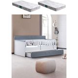 Yavrulu Karyola, Flora Yavrulu Montessori Karyola - Gri + 2 Adet Comfort Yatak - 90 x 190 cm
