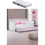 Yavrulu Karyola, Flora Yavrulu Montessori Karyola - Pembe + 1 Adet Comfort Yatak - 90 x 190 cm