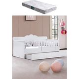 Yavrulu Karyola, Flower Yavrulu Montessori Karyola + 1 Adet Comfort Yatak - 90 x 190 cm - Beyaz