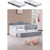 Yavrulu Karyola, Flower Yavrulu Montessori Karyola + 2 Adet Comfort Yatak - 90 x 190 cm - Gri
