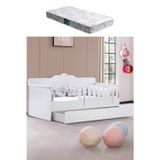Yavrulu Karyola, Flower Yavrulu Montessori Karyola - Beyaz + 1 Adet Comfort Yatak