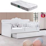 Yavrulu Karyola, Flower Yavrulu Montessori Karyola - Gri + 1 Adet Comfort Yatak 90 X 190 Beyaz
