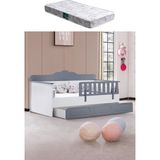 Yavrulu Karyola, Flower Yavrulu Montessori Karyola - Gri + 1 Adet Comfort Yatak - 90 x 190 cm