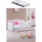 Yavrulu Karyola, Flower Yavrulu Montessori Karyola - Pembe + 1 Adet Comfort Yatak - 90 x 190 cm