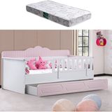 Yavrulu Karyola, Flower Yavrulu Montessori Karyola - Pembe + 1 Adet Comfort Yatak