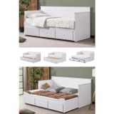 Yavrulu Karyola, Marmaris Divan Karyola Çekmeceli Açılır Çift Kişilik Karyola + Soft Yatak - Beyaz