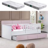 Yavrulu Karyola, Mira Yavrulu Montessori Karyola + 2 Adet Comfort Yatak Pembe 90 X 190