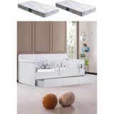 Yavrulu Karyola, Mira Yavrulu Montessori Karyola - Beyaz + 2 Adet Comfort Yatak - 90 x 190 cm