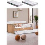 Yavrulu Karyola, Mira Yavrulu Montessori Karyola - Ceviz + 2 Adet Comfort Yatak - 90 x 190 cm