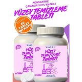 Yavulu Yüzey Temizleyici Tablet Genel Yüzey Temizleyici Ultra Konsantre Çamaşır Suyu Etkili 40TAB. 2 Kutu - Şeffaf
