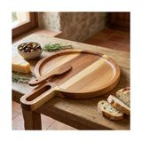 Yavuz Group Store Doğal Akasya Yuvarlak Peynir Sunum Tahtası ve Bıçak Seti – 19 cm Ahşap Servis Tepsisi, Yanında Özel Peynir Bıçağı Ile (2 Parça Mini Set) - Option-1 - 51R-Turuncu