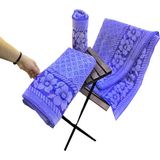 Yavuz Tekstil Banyo Havlusu 3 Lü Takım Mavi Model %100 Pamuk - 70 x 140 cm - Beyaz - Mavi