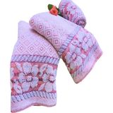 Yavuz Tekstil Banyo Havlusu 3'lü Takım Pembe Model - 70 x 140 cm - Pembe - Beyaz