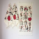\Yavuz Tekstil Saçaklı Mutfak El Havlusu 3"\'lü Set Gelin- Damat %100 Pamuk - 40 x 60 cm - Kırmızı - Beyaz\