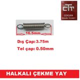 Yay Halkalı Çekme Yay Çap 3.75 MM Toplam Boy 16.5 MM Adet Seçenekli 12 Adet