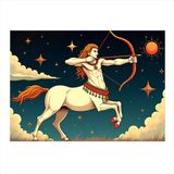 Yay Tutan Yay Burcu Figürü Hediyelik Ahşap Tablo 25cmX 35cm