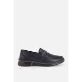 Yaya by Hotiç Erkek Siyah Deri Metal Tokalı Klasik Loafer