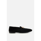 Yaya by Hotiç Kadın Siyah Süet Gold Aksesuar Detaylı Loafer