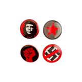 Yaya Dizayn Che Guevara Temalı 4'lü Parlak Baskılı Rozet Seti