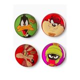 Yaya Dizayn Duffy Duck, Taz, Coyote, Marvin Martian Temalı Parlak Baskılı 4'lü Metal Rozet Seti