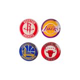 Yaya Dizayn Houston Rockets, LA Lakers, Chicago Bulls, Golden State Warriors NBA Temalı 4'lü Parlak Baskılı Rozet Seti