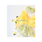yayakids Kız Bebek Limon Desen Poplin Fırfır Salopet