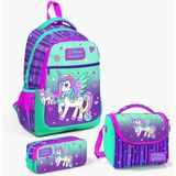 Yaygan Coral High Kids Mor Su Yeşili Unicorn Desenli 3’lü Okul Çanta Seti Set 23487-MİX3