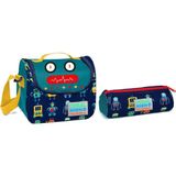 Yaygan Coral High Lacivert Robot Erkek Çocuk Beslenme Çantası ve Kalemlik Seti Termal Malzeme ile