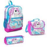 Yaygan Coral Hıgh Pembe Mavi Unicorn Desenli 3'lü Çanta Seti 23711 Okul Çantası