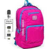 Yaygan Coral High Sport Pembemavi Laptop Bölmeli Sırt Çantası USB Çıkışlı