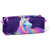 Yaygan Coral High Tek Gözlü Mor Unicorn Desenli Kalem Çantası Kız