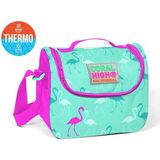 Yaygan Coral High Termoslu Beslenme Çantası Kız Çocuk Yeşil Flamingo Deseni ile Kaliteli Tasarım