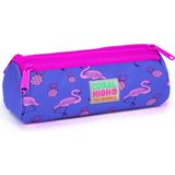 Yaygan Coral High Üç Bölmeli Kalem Kutusu Flamingo Desenli Lavanta Pembe PVC 1 Litre Kapasiteli - Mor