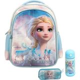 Yaygan Frozen Lisanslı Kız Okul Çanta Matara Kalemlik 3 Lü Set - Açık Mavi