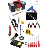 Yayke 22 Parça El Aleti Seti,dolu 14INÇ Takım Çantası (60WATT Lehim HAVYA+20WATT Silikon Tabancası) - Kırmızı