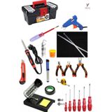 Yayke 22 Parça El Aleti Seti,dolu 14INÇ Takım Çantası (60WATT Lehim HAVYA+20WATT Silikon Tabancası)