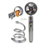 Yayke 360 Derece Dönebilen Turbo Pervaneli Tazyikli Duş Başlığı Pvc Duş Hortumu Vakumlu Mafsal(gri)