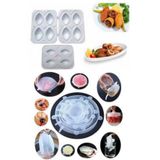 Yayke Pratik 4'lü Içli Köfte Kalıbı Aparatı (beyaz)+6 Boy Gıda Koruyucu Silikon Kapak Saklayıcı Bone