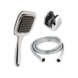 Yayke Siyah Kare Banyo Duş Seti Hortum Mafsal Ve Başlık Set Krom